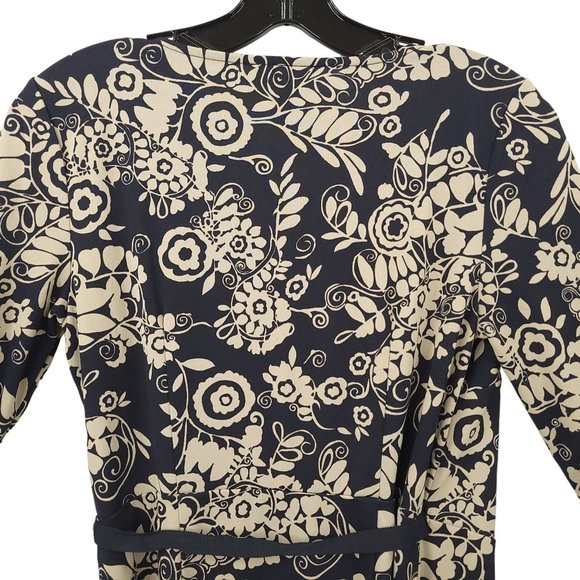 Ann Taylor LOFT Petites Wrap Dress Size 6P Black Taupe Floral Print Mid Length - Picture 13 of 16